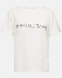 Saint Laurent T-shirt in cotone con logo Bianco