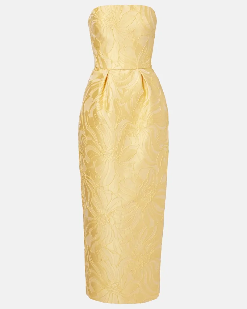 Monique Lhuillier Abito da cocktail in jacquard con stampa Giallo