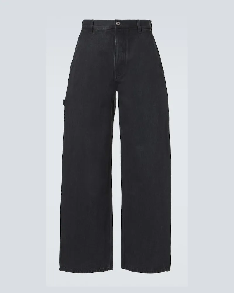 Loewe Jeans a gamba larga con suede Nero