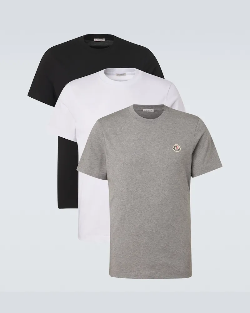 Moncler Set di tre T-shirt in jersey di cotone Multicolore