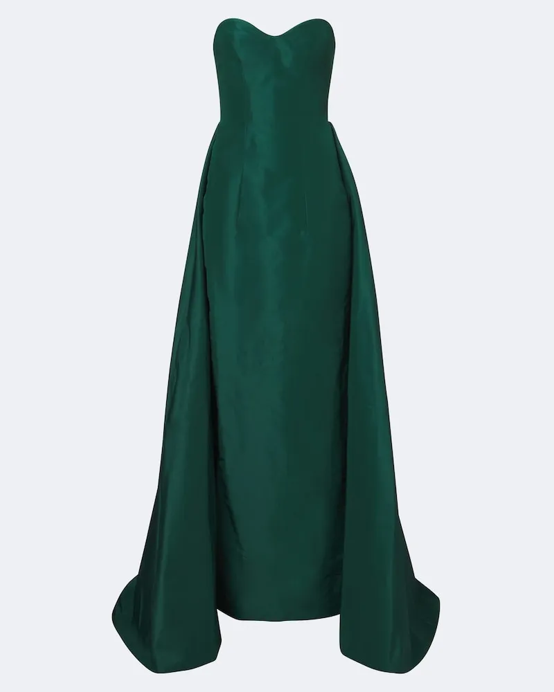 Monique Lhuillier Abito lungo in seta Verde