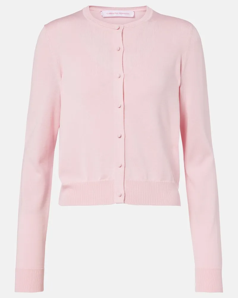 Carolina Herrera New York Cardigan cropped in seta e cotone Rosa