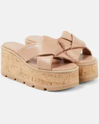 Ferragamo Sandali Engracia in pelle con zeppa Rosa