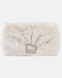 Roger Vivier Portafoglio Viv Choc in shearling sintetico Bianco