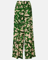 Dries van Noten Pantaloni a gamba larga con stampa Verde