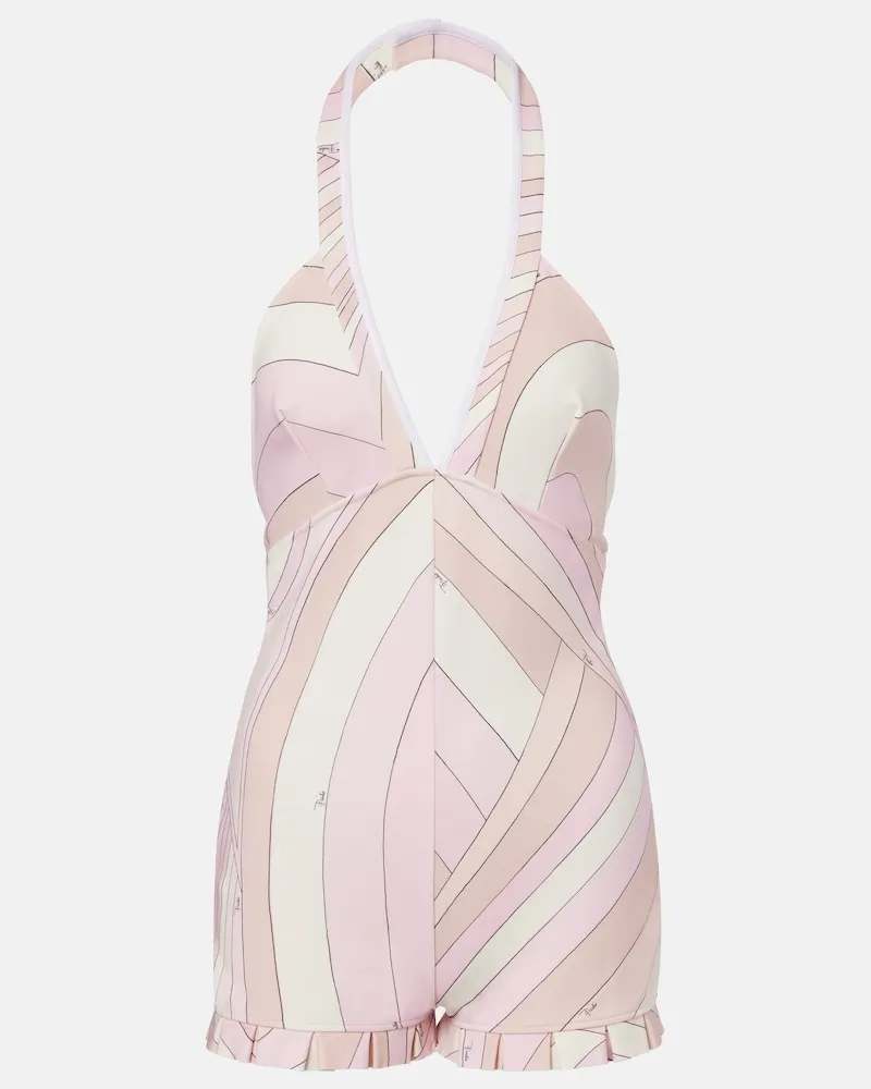 Emilio Pucci Jumpsuit corta Iride in jersey di raso Rosa