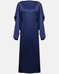 Maison Margiela Abito midi in raso drappeggiato Blu