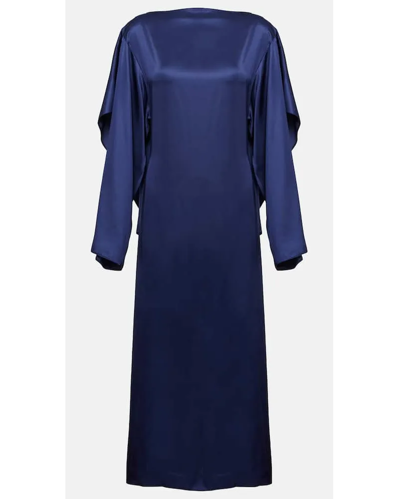 Maison Margiela Abito midi in raso drappeggiato Blu
