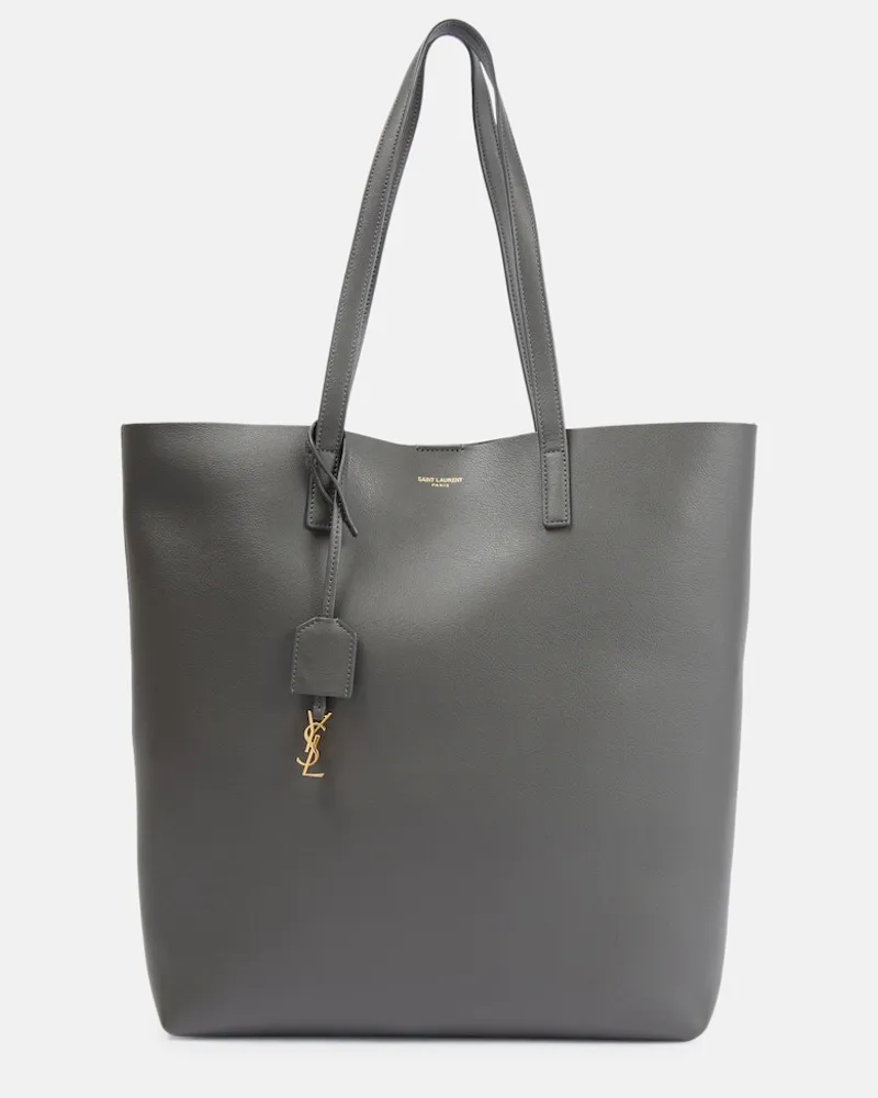 Saint Laurent Shopper N/S in pelle Grigio
