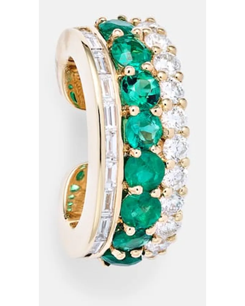 ANITA KO Orecchino ear cuff con smeraldi e diamanti Oro