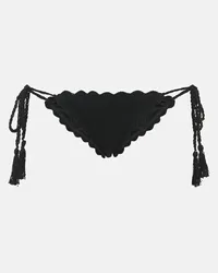 Anna Kosturova Slip bikini in crochet di cotone Nero