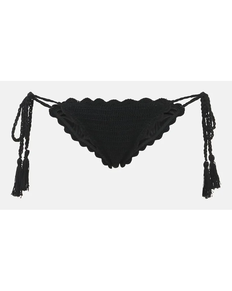 Anna Kosturova Slip bikini in crochet di cotone Nero
