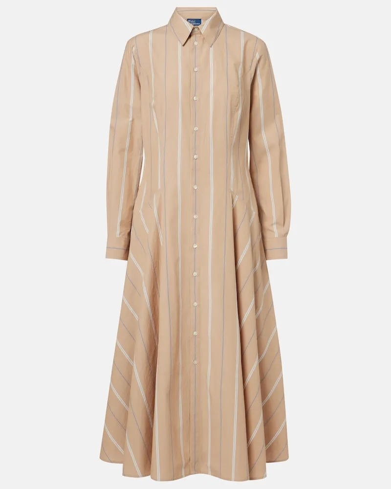 Ralph Lauren Abito chemisier in cotone a righe Beige