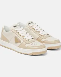 Prada Sneakers Downtown in pelle con logo Beige