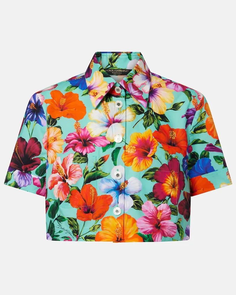 Dolce & Gabbana Top cropped in cotone con stampa Multicolore