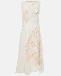 Oscar de la Renta Abito midi in misto lana con pizzo Bianco