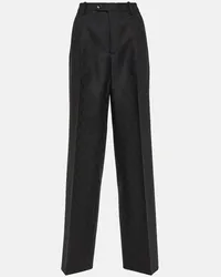 Gucci Pantaloni regular in lana jacquard GG Nero