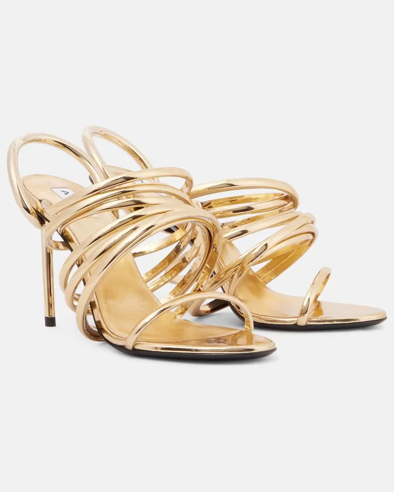 Alaïa AlaÃ¯a Sandali Spiral 90 in pelle metallizzata Oro