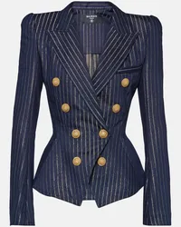 Balmain Blazer di jeans in Lurex® a righe Blu