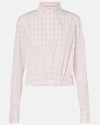 Loewe Top in cotone a quadri Rosa