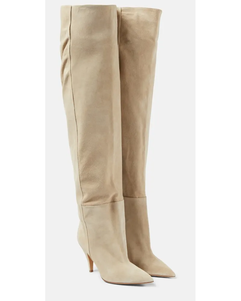 KHAITE Stivali River in suede Beige