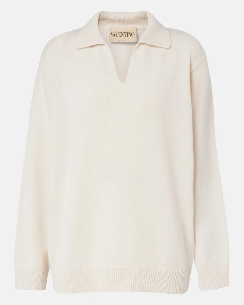 Valentino Garavani Pullover polo in cashmere Bianco