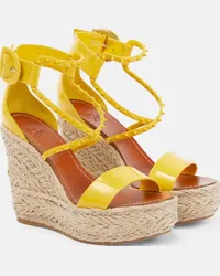 Christian Louboutin Sandali Choca Zeppa Spikes 120 in vernice Giallo