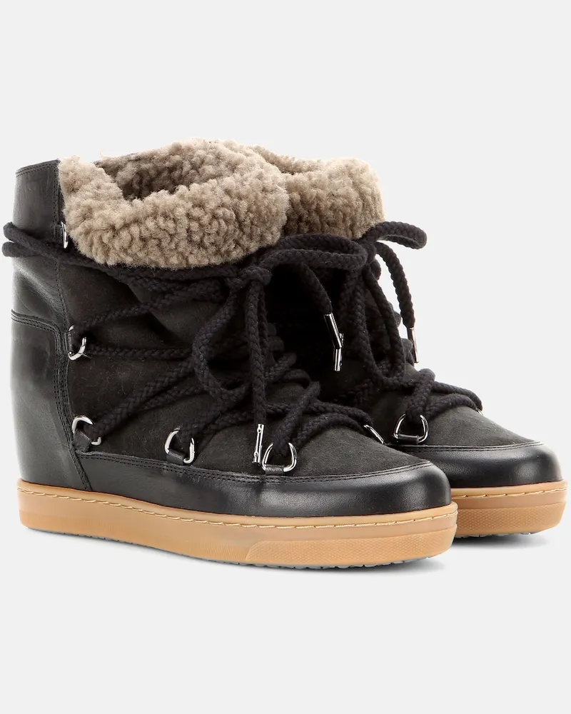 Isabel Marant Stivaletti Nowles in pelle con shearling Nero