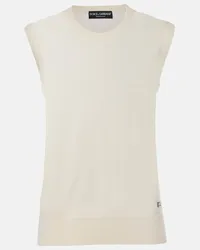 Dolce & Gabbana Top DG in seta e cashmere Bianco