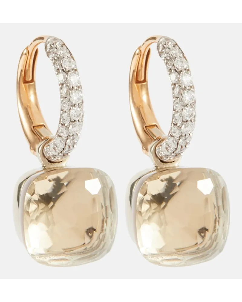 Pomellato Orecchini Nudo Classic in oro rosa e bianco 18kt con topazi e diamanti Bianco