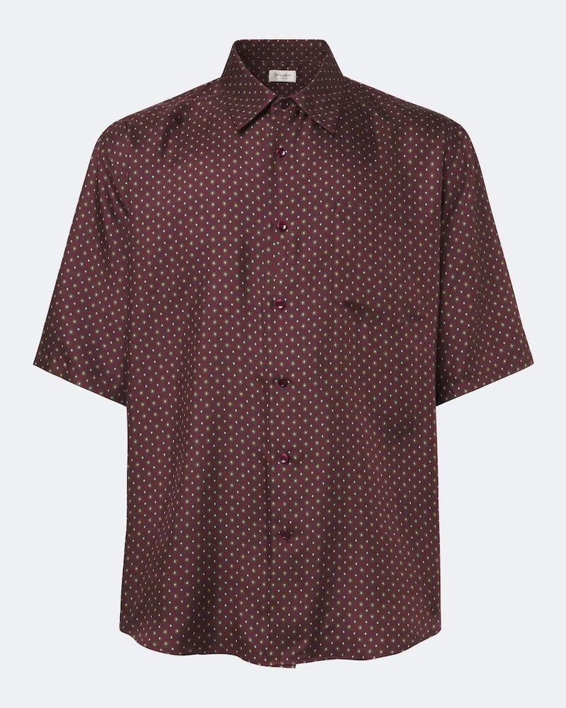 Saint Laurent Camicia in twill di seta con stampa Borgogna