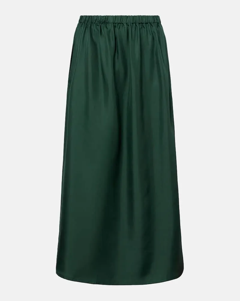 ASCENO Gonna maxi Roma in twill di seta Verde