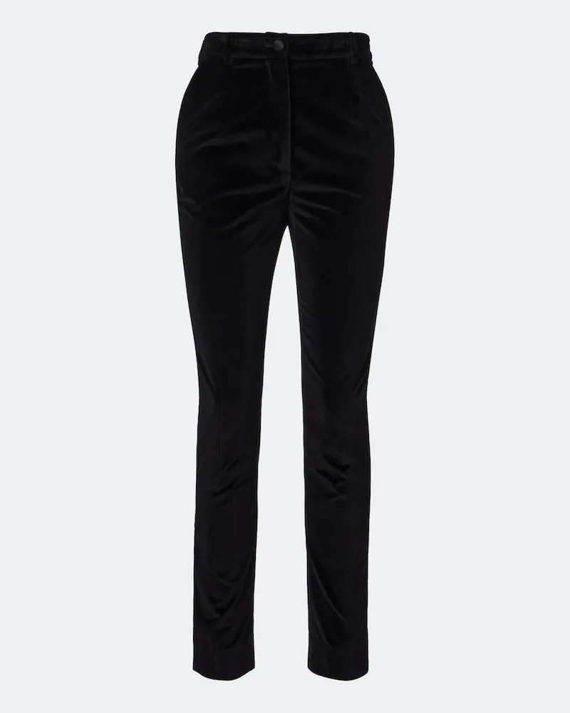 Dolce & Gabbana Pantaloni slim in velluto misto cotone e seta Nero