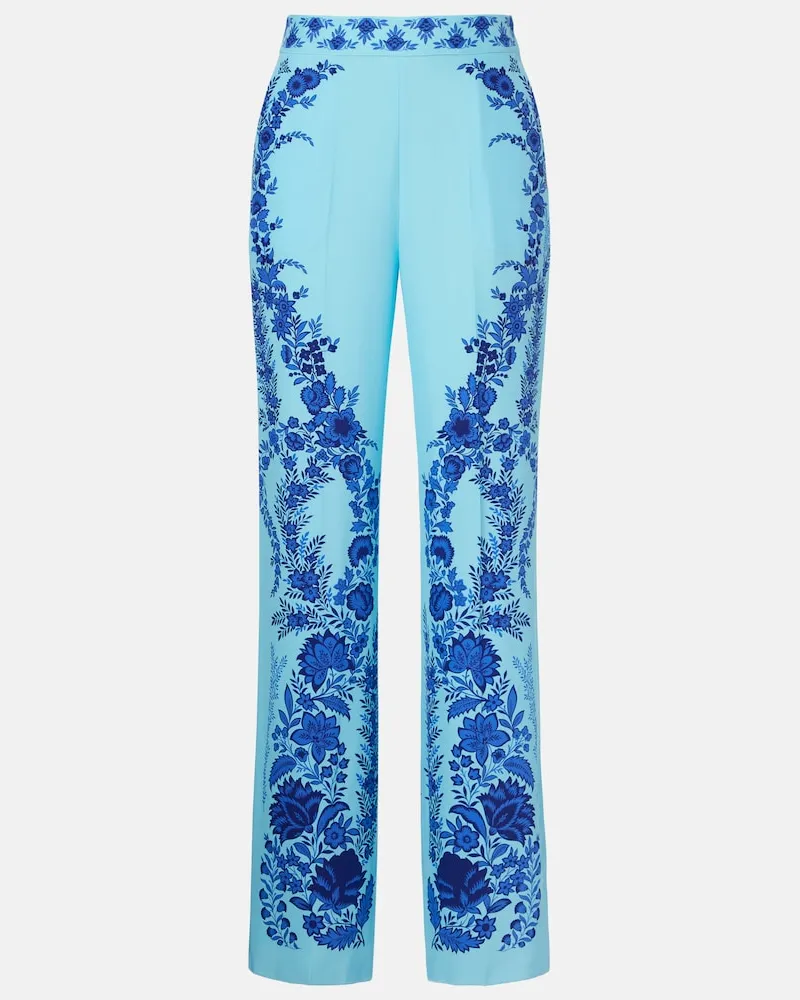 Etro Pantaloni regular in seta con stampa Multicolore