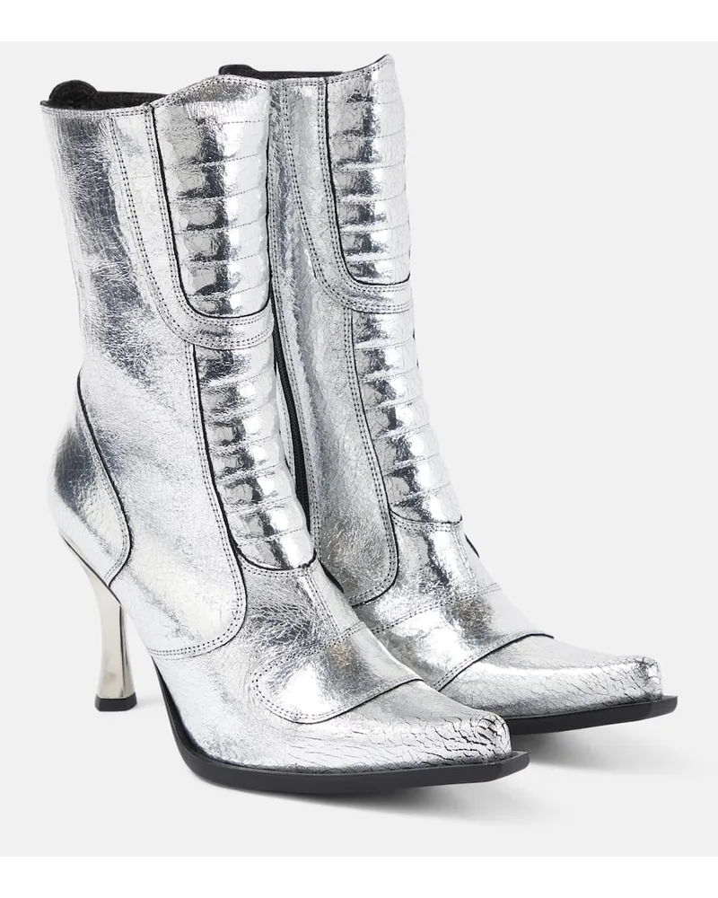 VETEMENTS Stivaletti in pelle metallizzata Argento