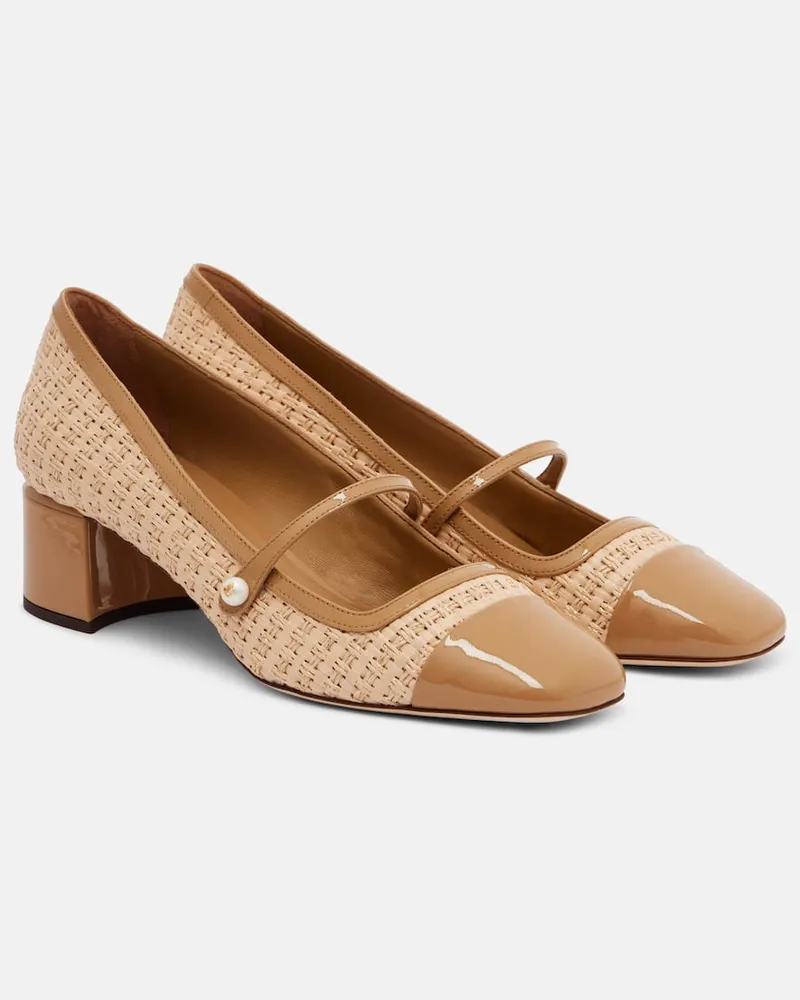 Jimmy Choo Pumps Mary Jane Elisa 45 effetto rafia Neutro