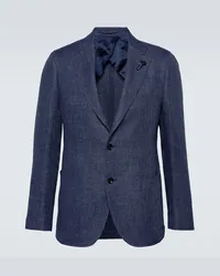 LARDINI Blazer monopetto in lino e lana Blu