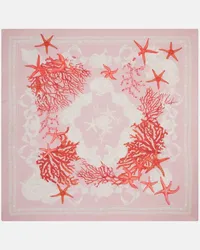 Versace Foulard Barocco Sea in cotone e seta Rosa