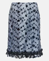 Ganni Gonna midi in pizzo con paillettes Blu