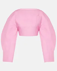 Jacquemus Top cropped Casaco in lana e seta Rosa