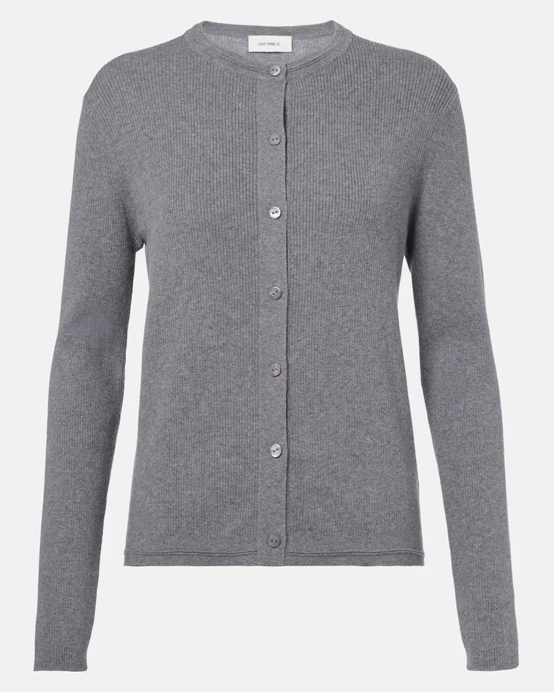 Lisa Yang Cardigan Abeena in cotone e cashmere a coste Grigio