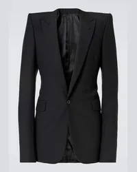 Alexander McQueen Blazer monopetto in lana e mohair Nero