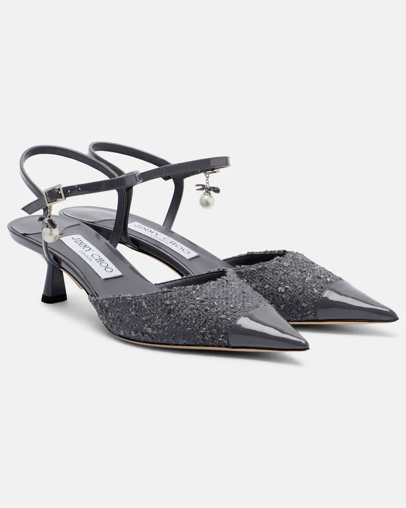 Jimmy Choo Pumps slingback Aren in tweed e pelle Grigio