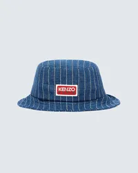 Kenzo Cappello da pescatore in denim con logo Blu