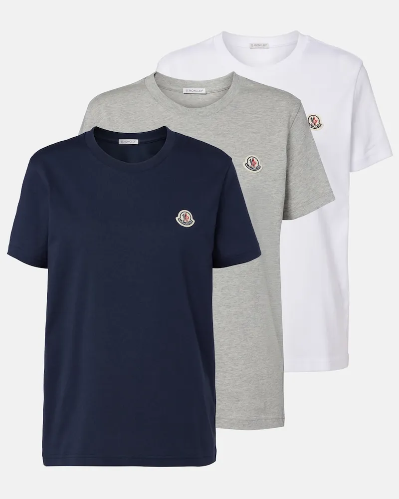 Moncler Set di 3 T-shirt in jersey di cotone Multicolore