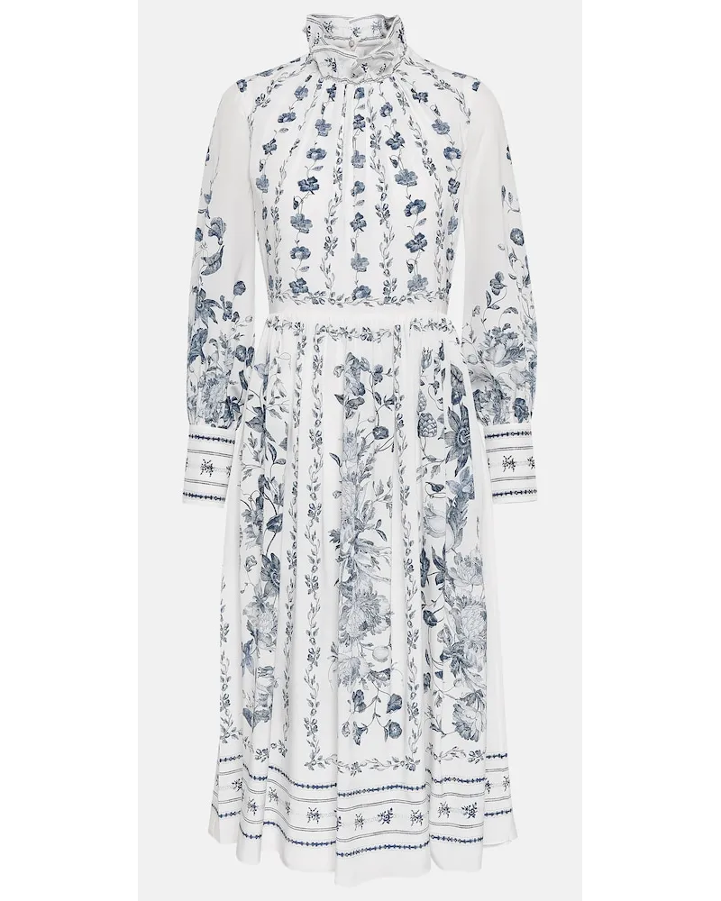 Erdem Abito midi in crÃªpe de chine con stampa Bianco