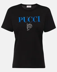 Emilio Pucci T-shirt in jersey di cotone con logo Bianco