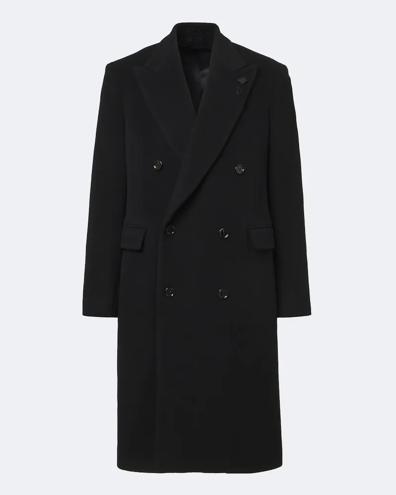 LARDINI Cappotto doppiopetto in lana vergine Nero