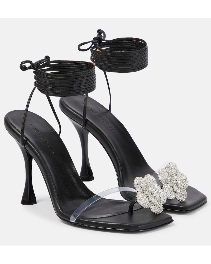 Magda Butrym Sandali in pelle e PVC con cristalli Nero