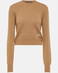 Dolce & Gabbana Pullover cropped in misto cashmere Beige